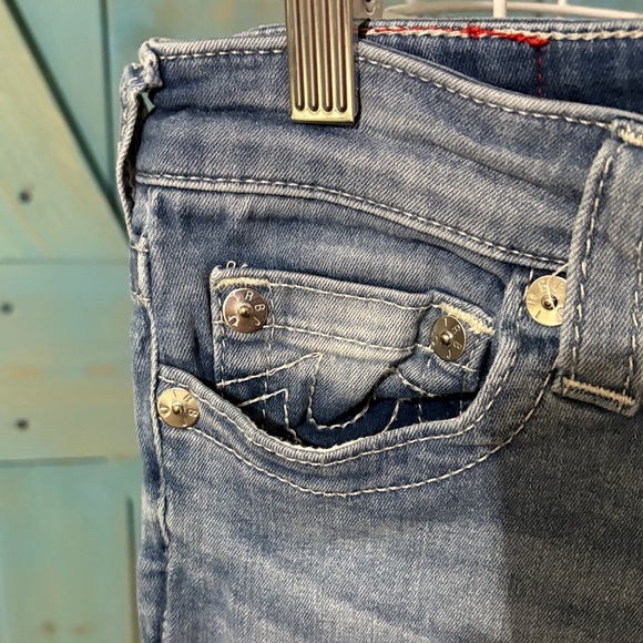 True Religion Women's Blue Jeans with Lace-Up Detail - Picture 4 of 6